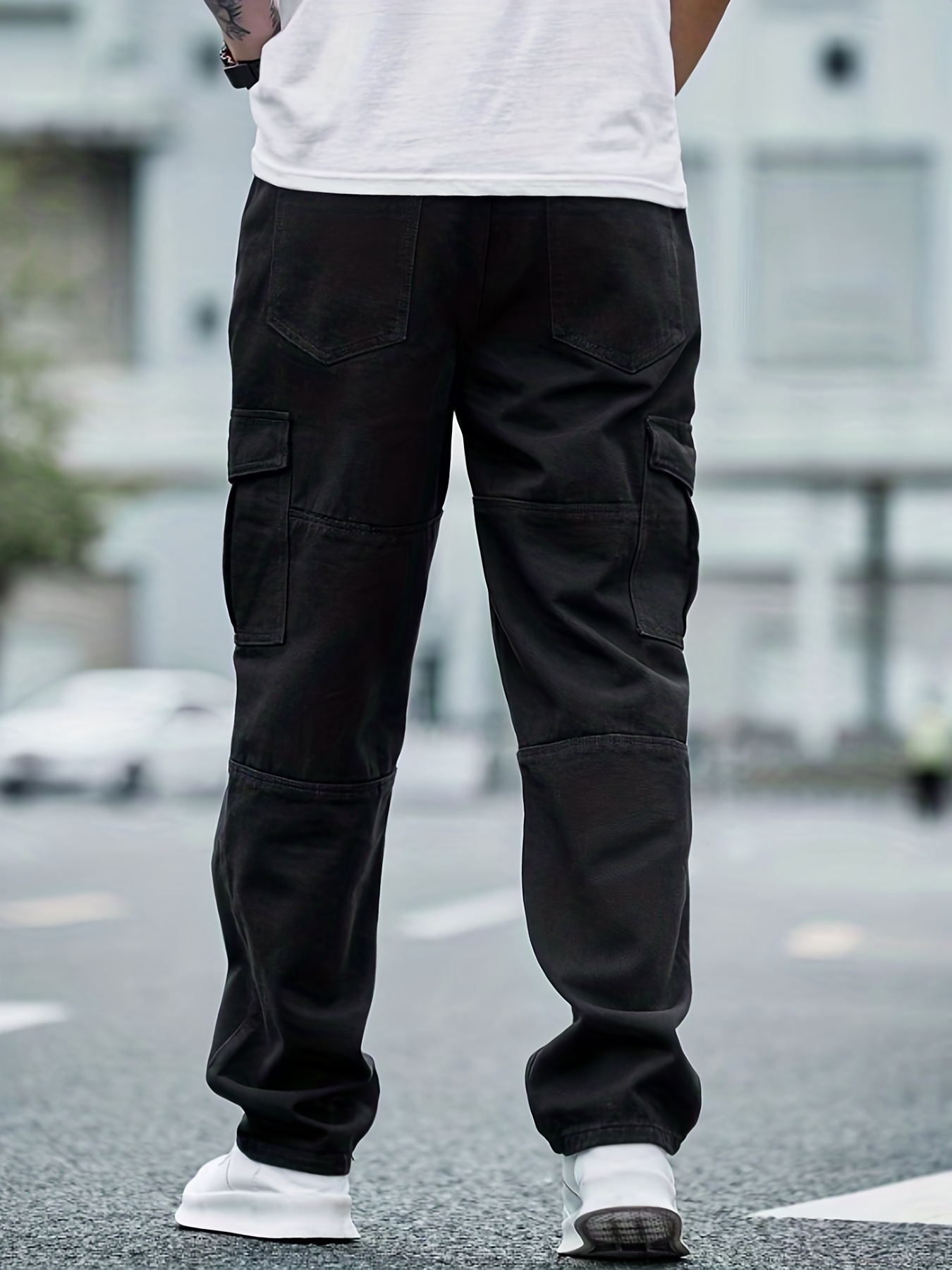 Loose Fit Flap Pocket Jeans, Men's Casual Street Style Denim Pants For All Seasons