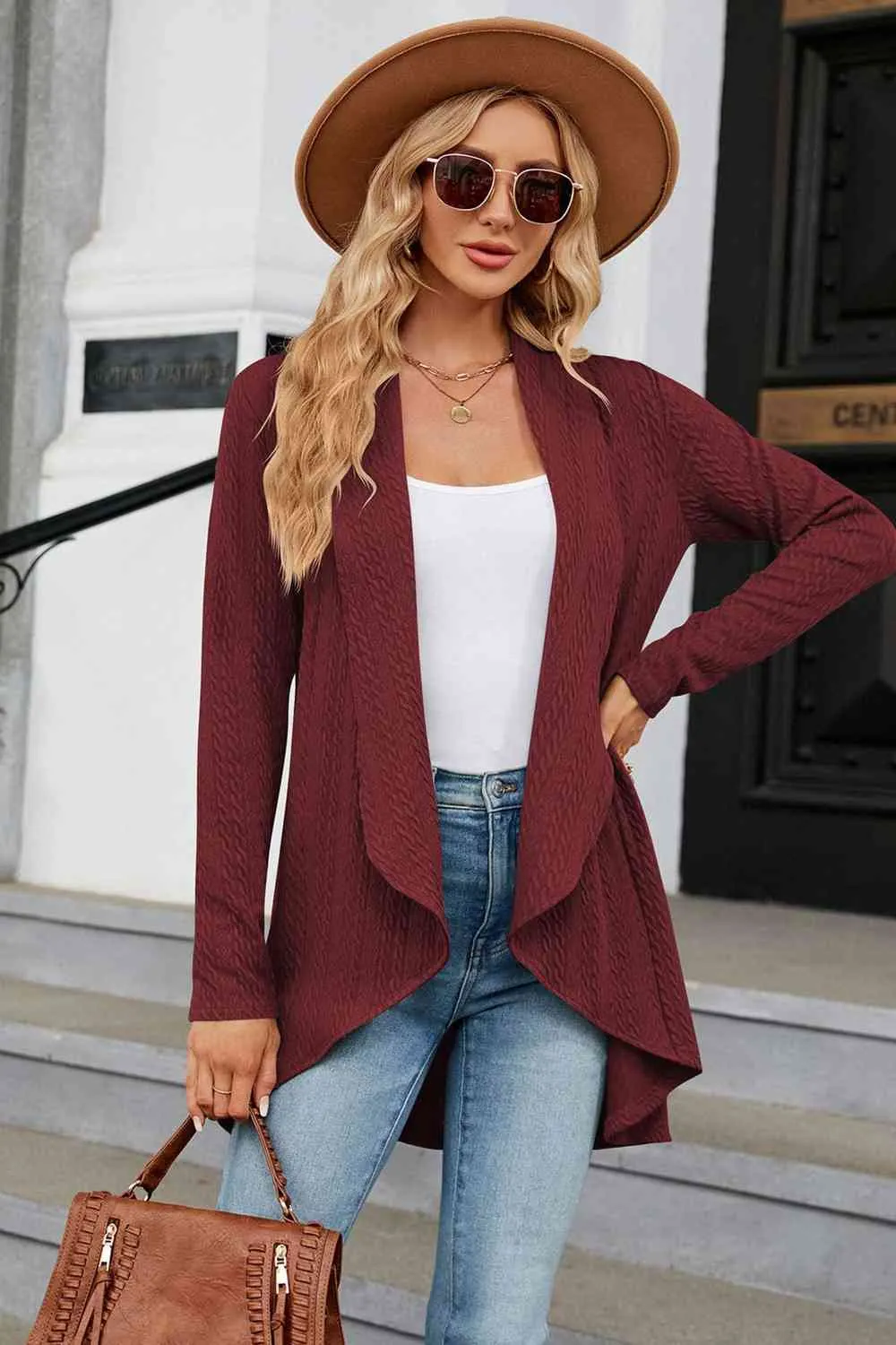 Maxct &Open Front Long Sleeve Cardigan