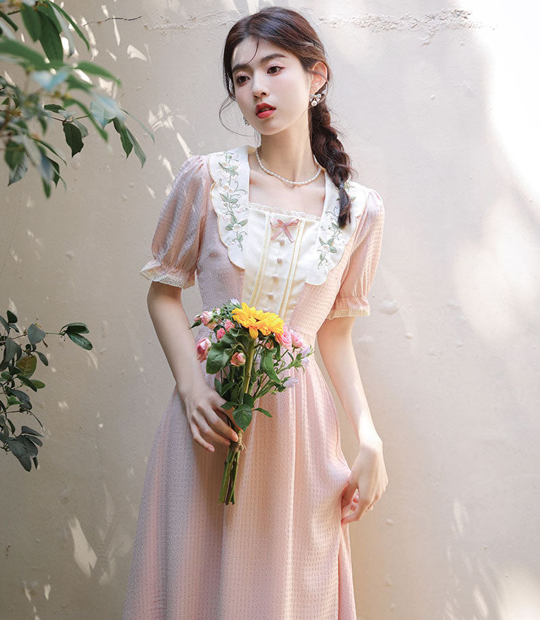 Sweet Floral Embroidered Midi Dress Maxct