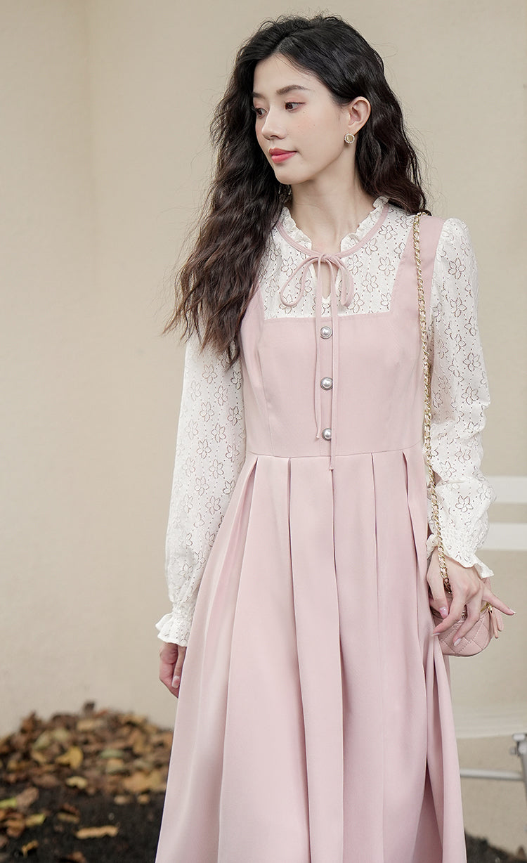 Floral Lace Twofer Midi Dress Maxct