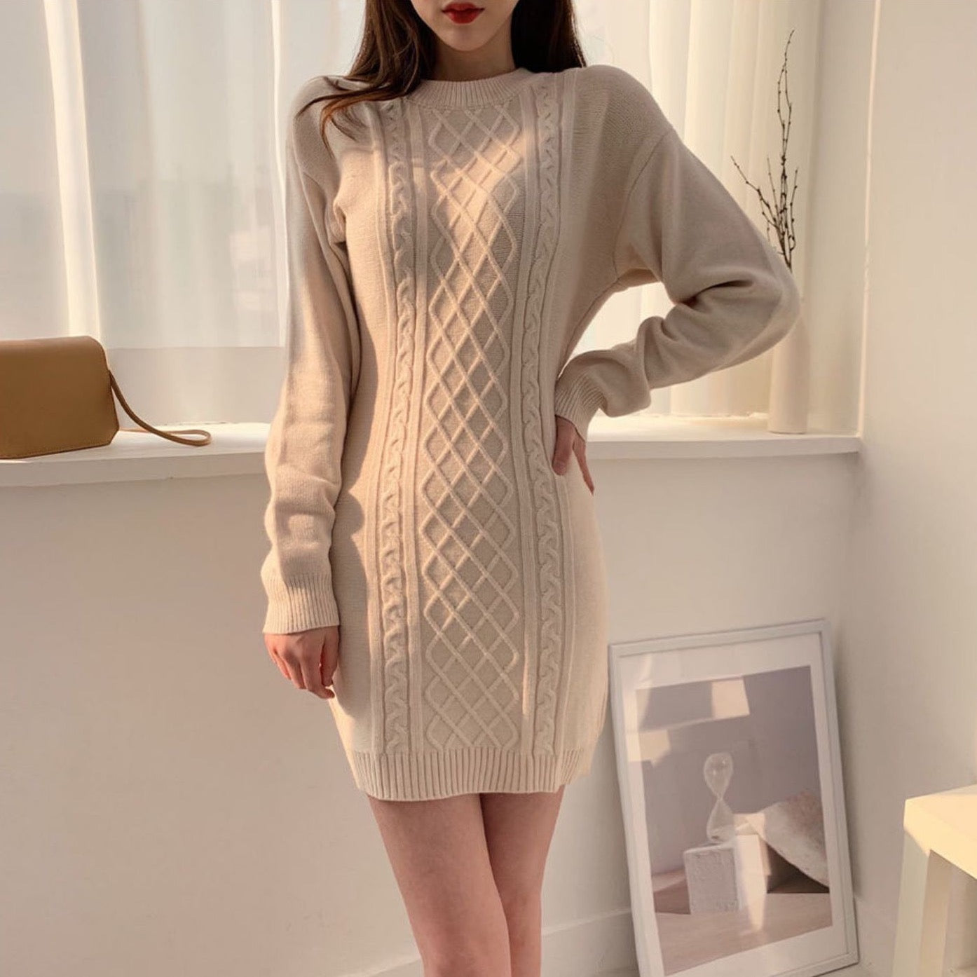 Ribbed Bodycon Mini Sweater Dress Maxct