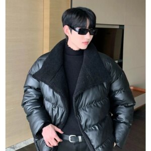 Maxct Lamb Velvet Puffer Leather Jacket
