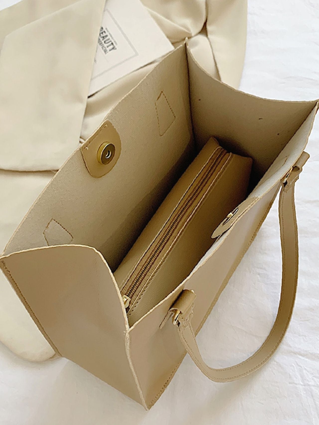 Maxct - Letter Graphic Shoulder Tote Bag with Inner Pouch  - Women Tote Bags