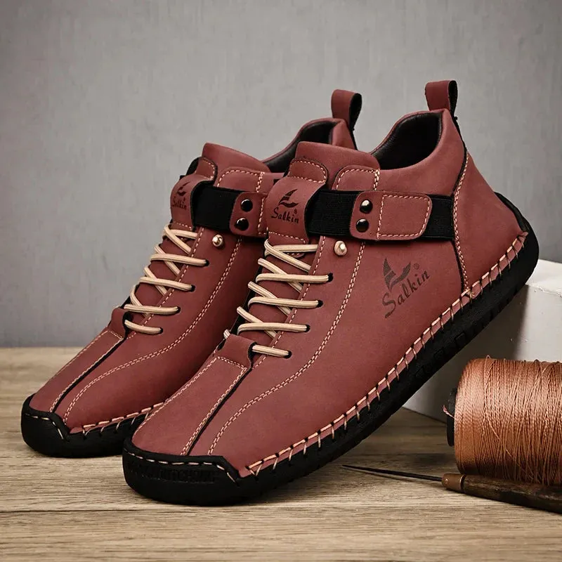 Handmade Design Sneakers Men's Casual Leather Ankle Boots Maxct