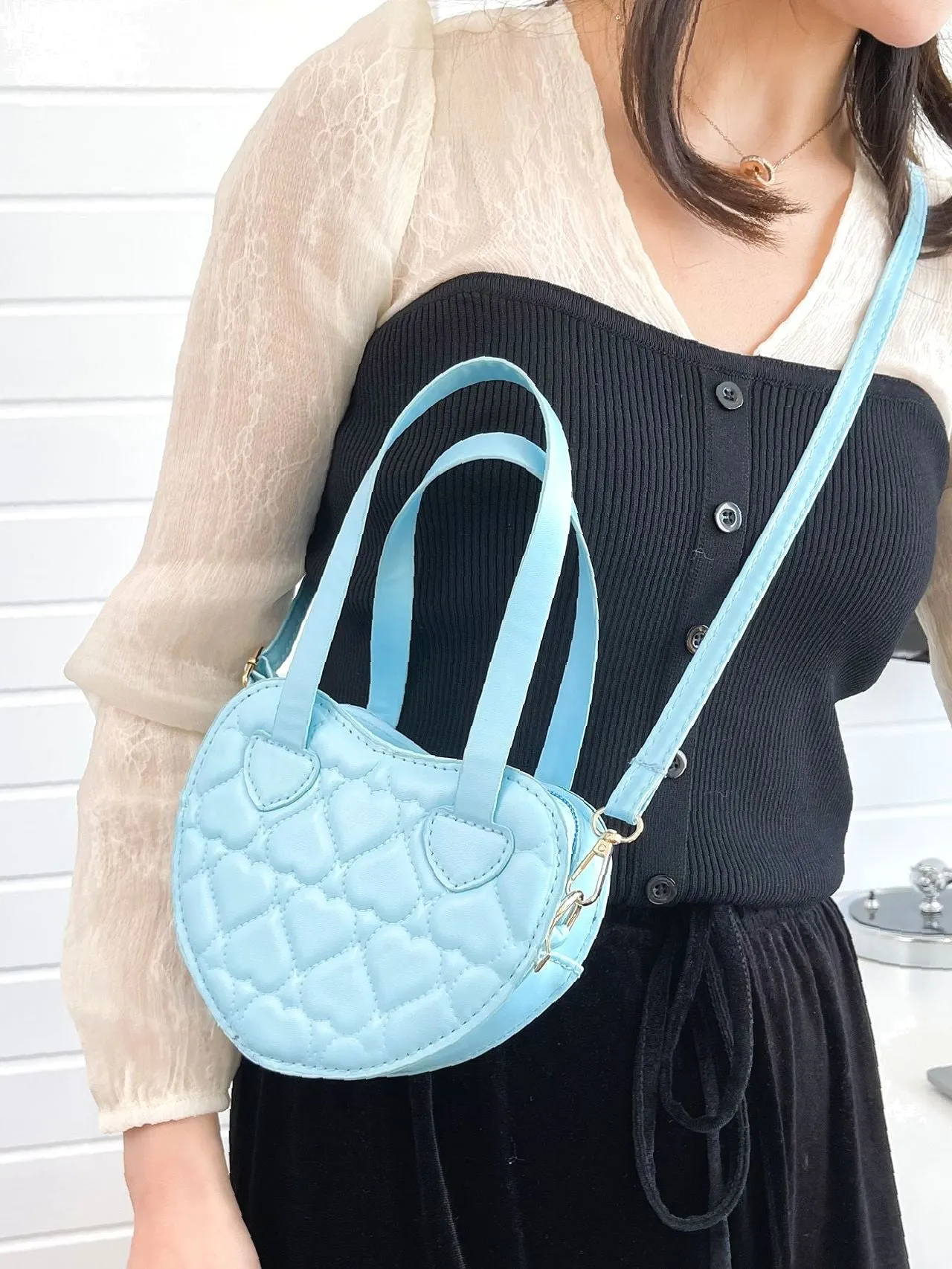 Bag For Love - Stitch Detail Heart Shaped Novelty Bag  - Women Maxct Bags