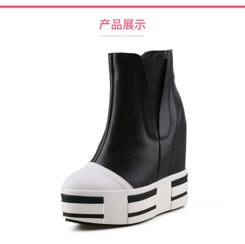 Women's 13cm Leather Platform Wedge Boots - true deals club
