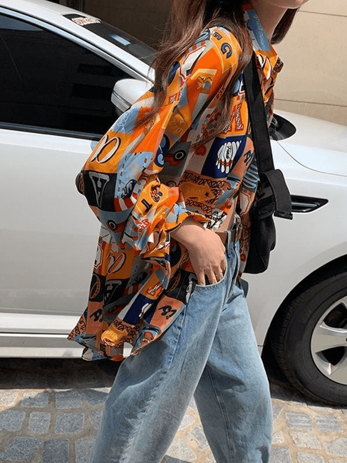 Maxct Vintage Mixed Print Long Sleeve Blouse