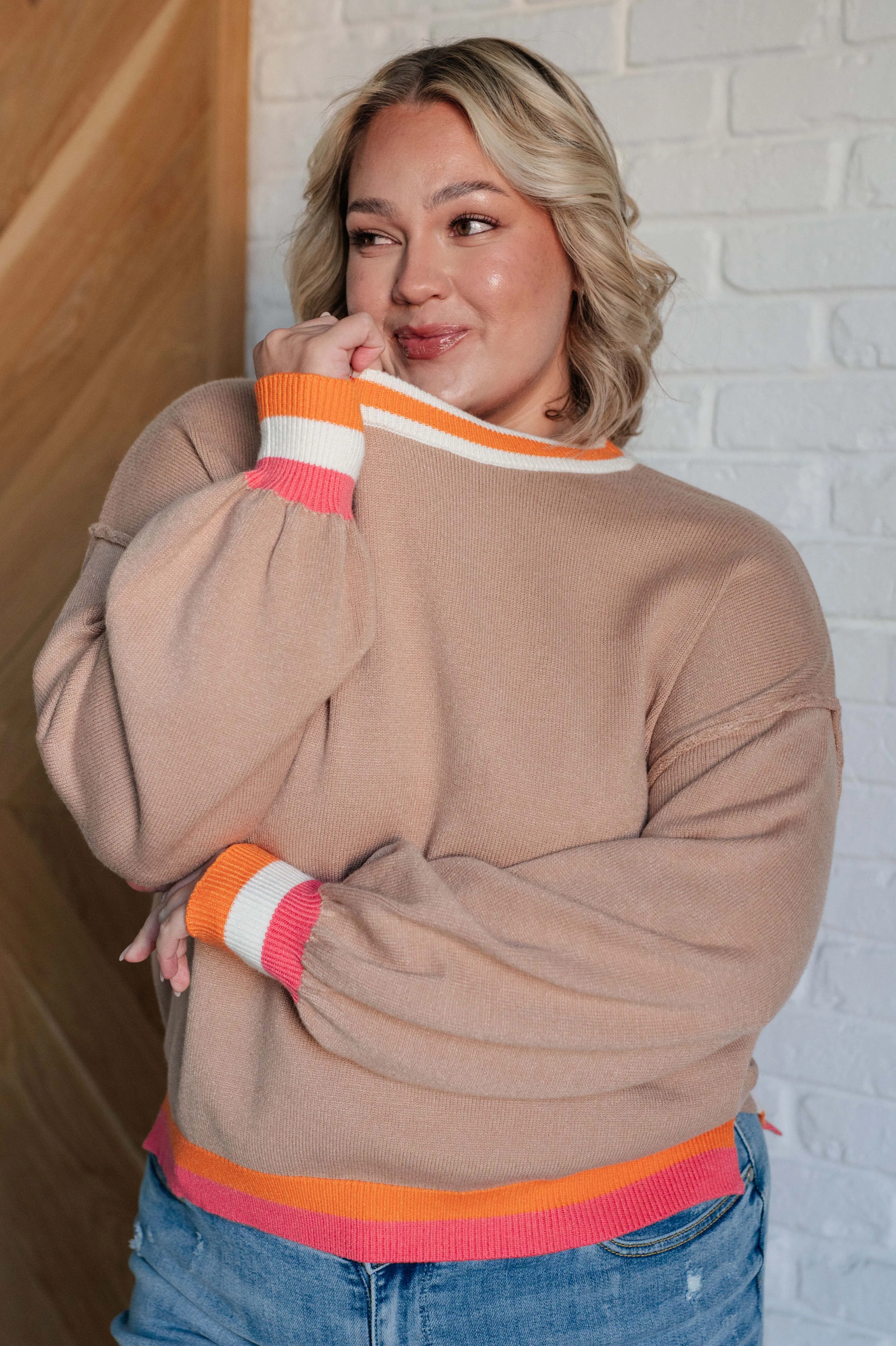 Maxct &Conversational Moment Striped Trim Sweater