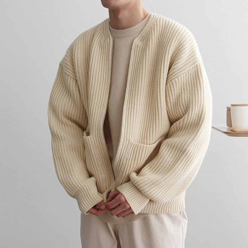 Maxct 4454 KNITTED ROUND-NECK CARDIGAN SWEATER