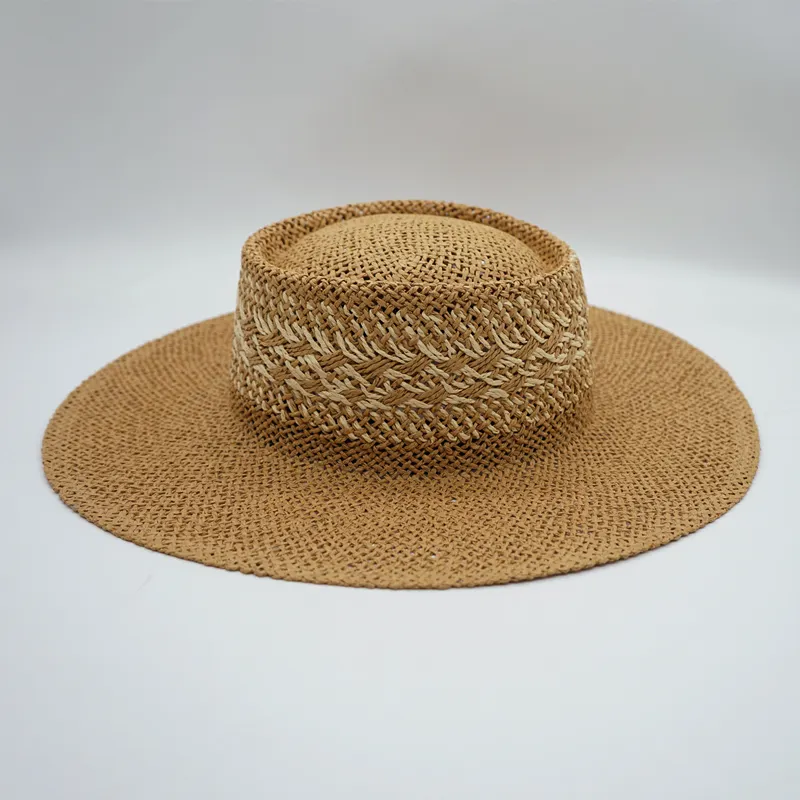 Straw Hat Japanese Style Black Brown Panama Women's Beach Big Brim