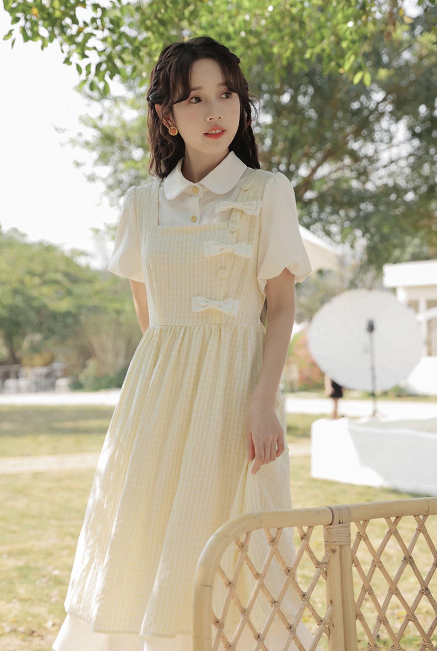 Gingham Bows Twofer Dress Maxct