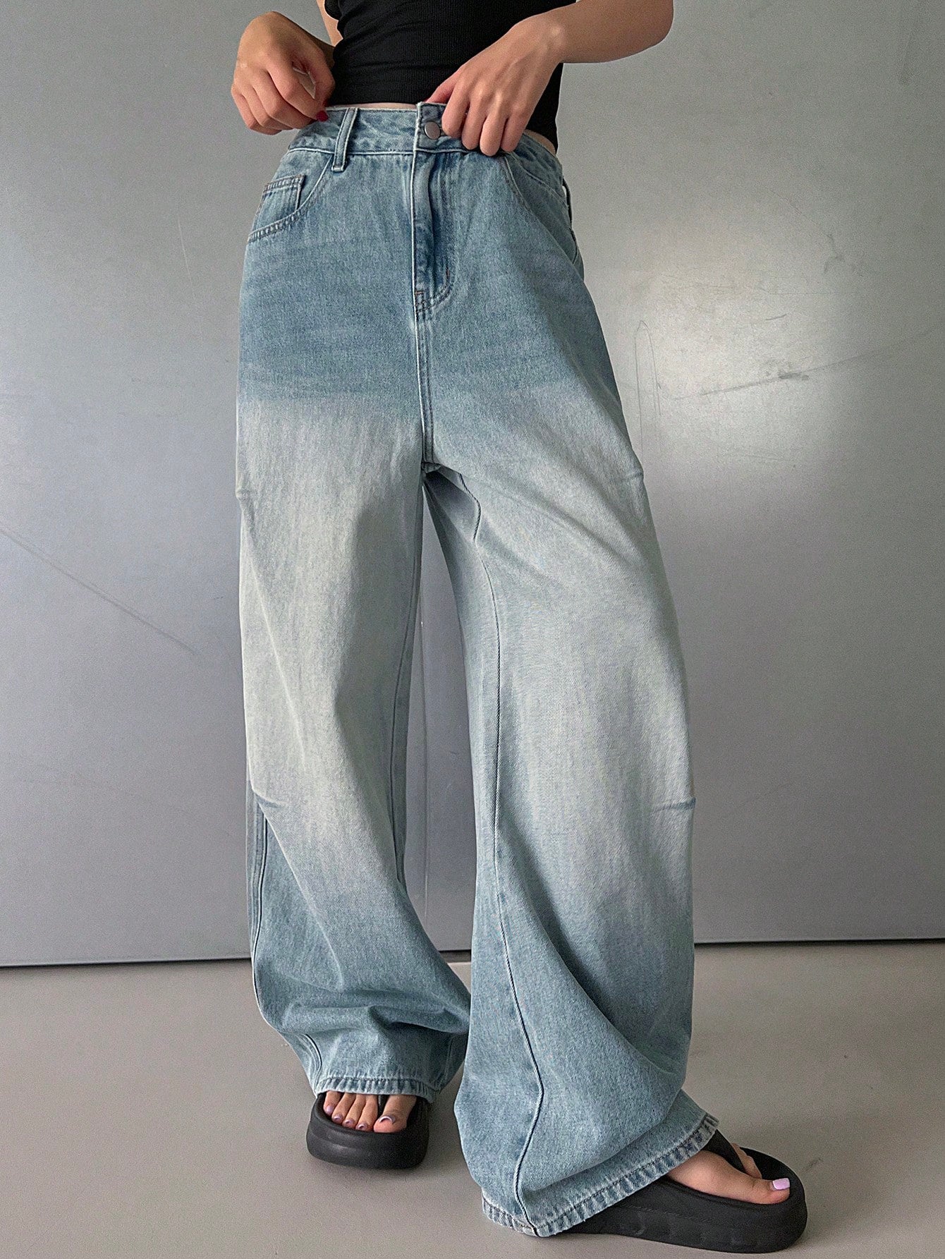 Maxct Women's Casual Loose Fit Wide Leg Denim Pants With Pockets, Daily Wear - Image 7