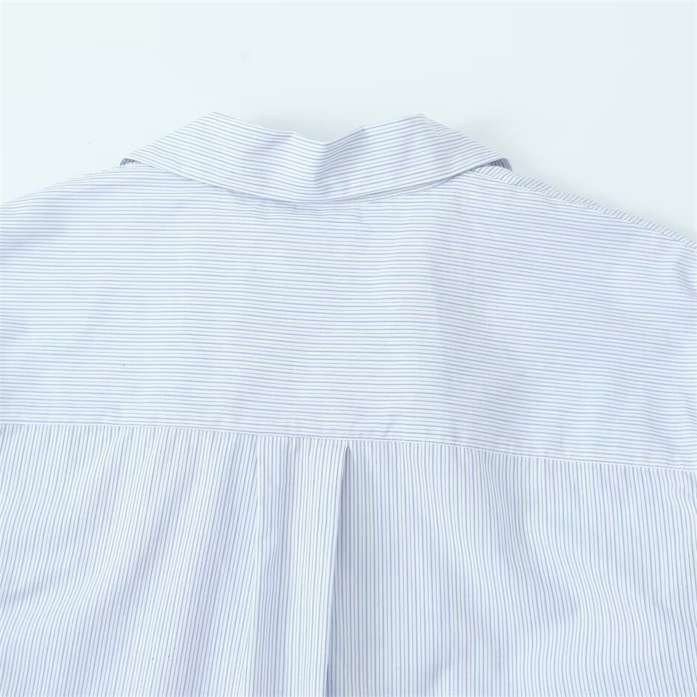 Autumn New Product Women's Fashion Style Simple and Casual Loose Striped V-neck Long sleeved Shirt Top