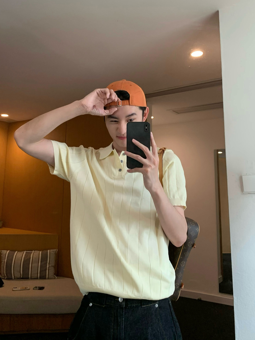 90s Streetwear Korean Style Niche Lapel Polo Shirt Pit Button Design Short-sleeved T-shirt Men's Casual All-match Knitted Top
