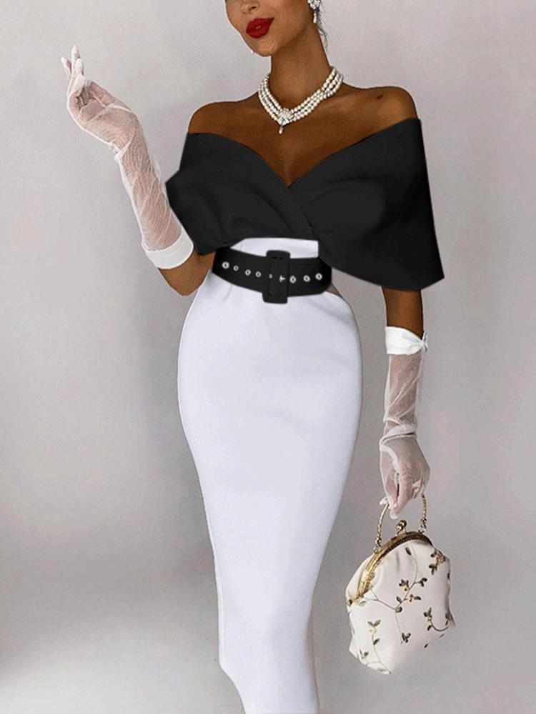 Off Shoulder Bodycon Midi Dress Maxct