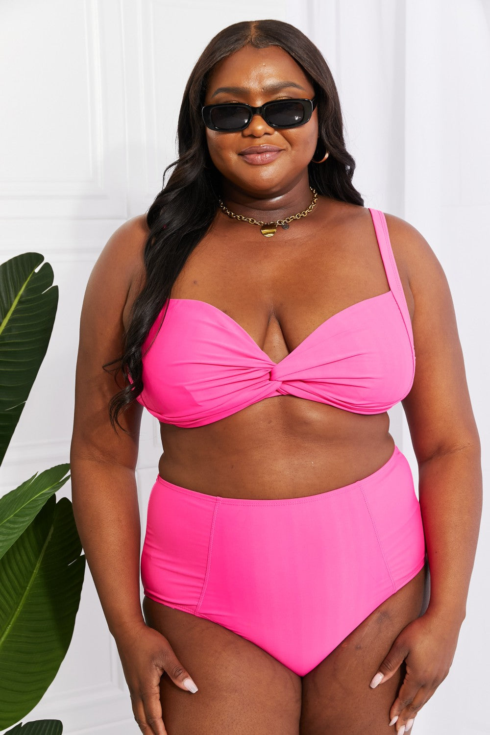 Maxct &Marina West Swim Take A Dip Twist High-Rise Bikini in Pink