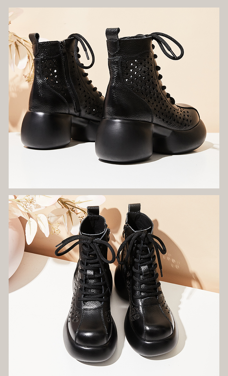 Platform Genuine Leather Ankle Boots for Women