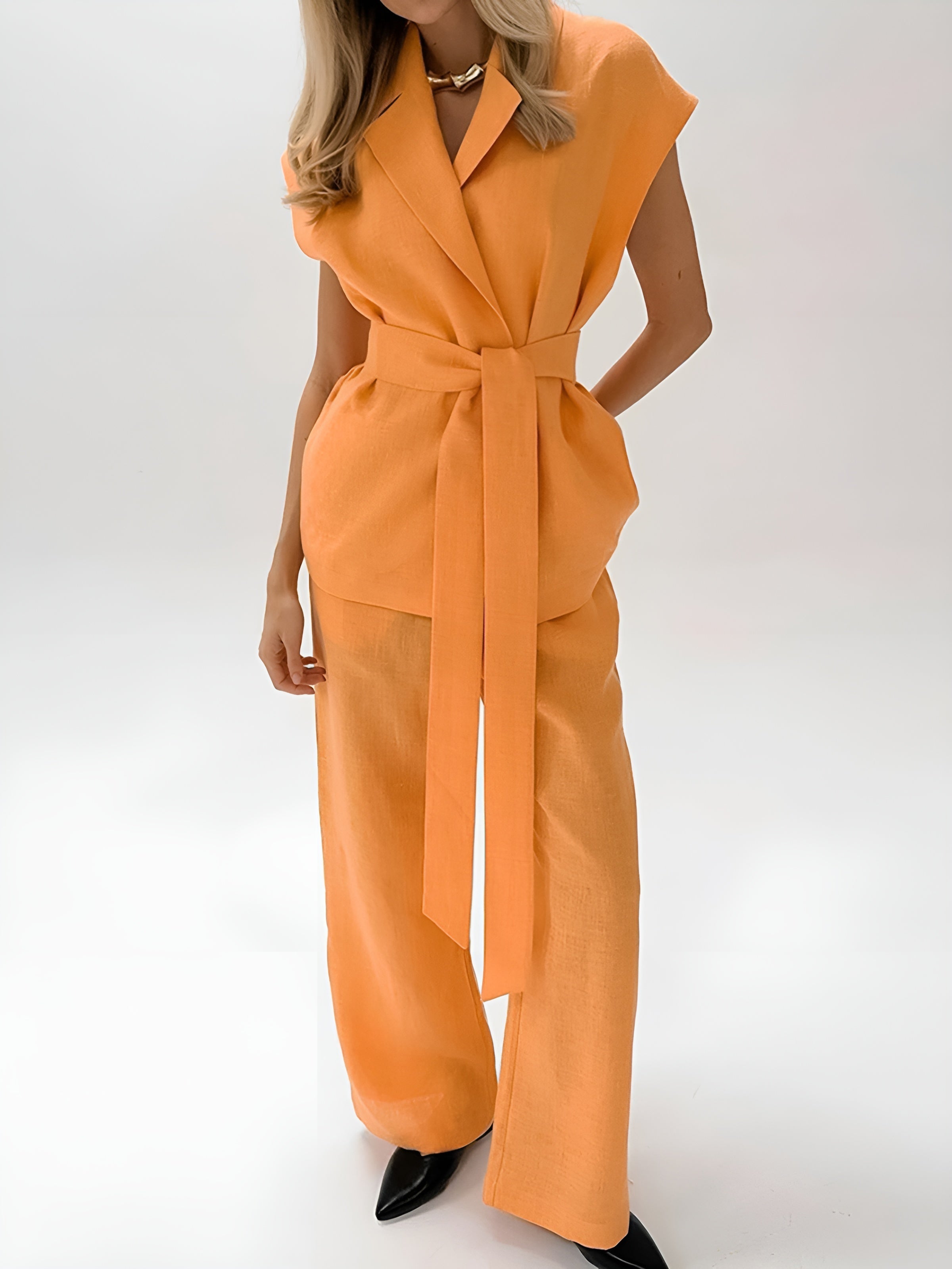 Maxct Cotton & Linen Plain Pants Set