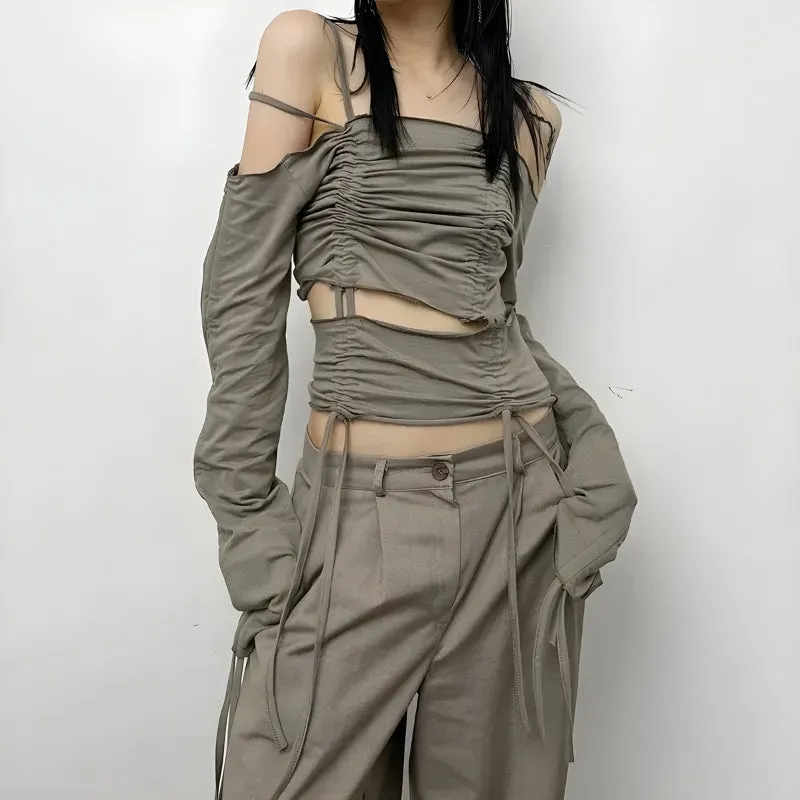 Maxct &Cut-Out Ruched Long Sleeve Top