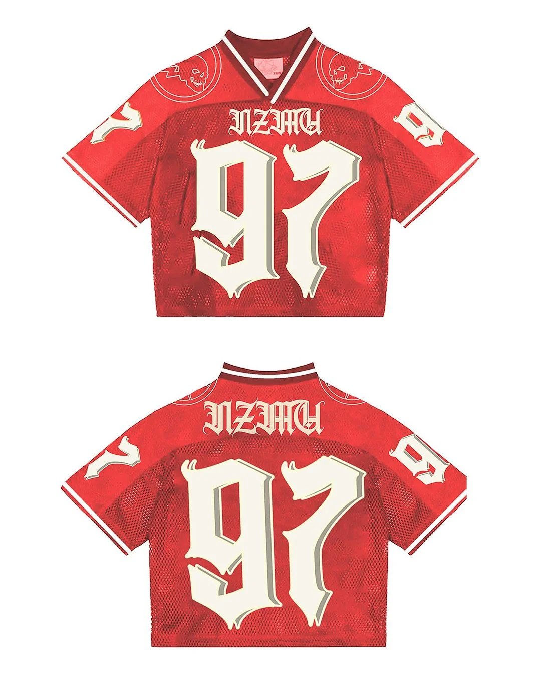 Maxct American Harajuku Trendy Y2K English Printed Baseball Sports Short-sleeved Men's Loose Casual Street T-shirt Football Jersey