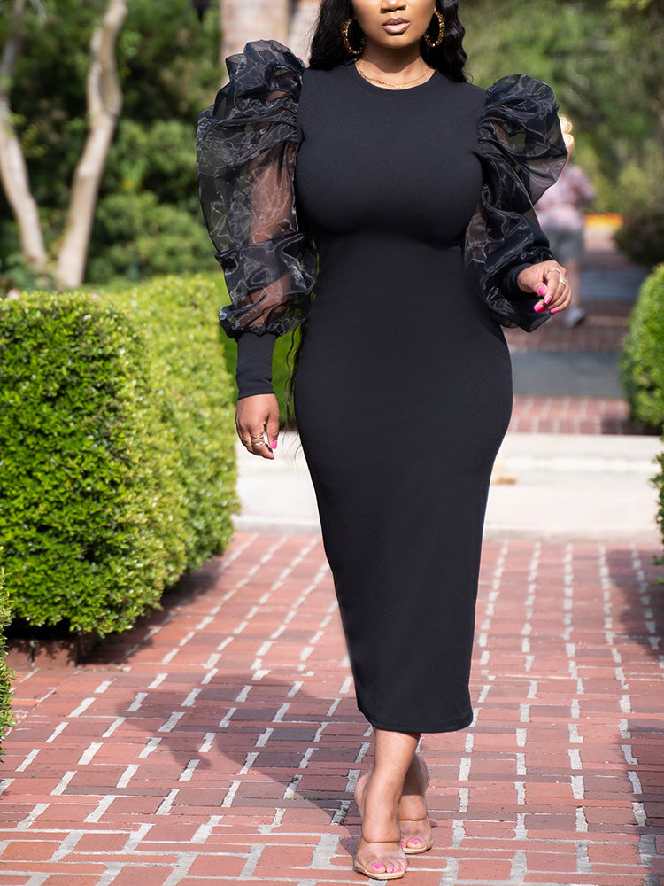 Puff Sleeve Maxi Dresses Maxct