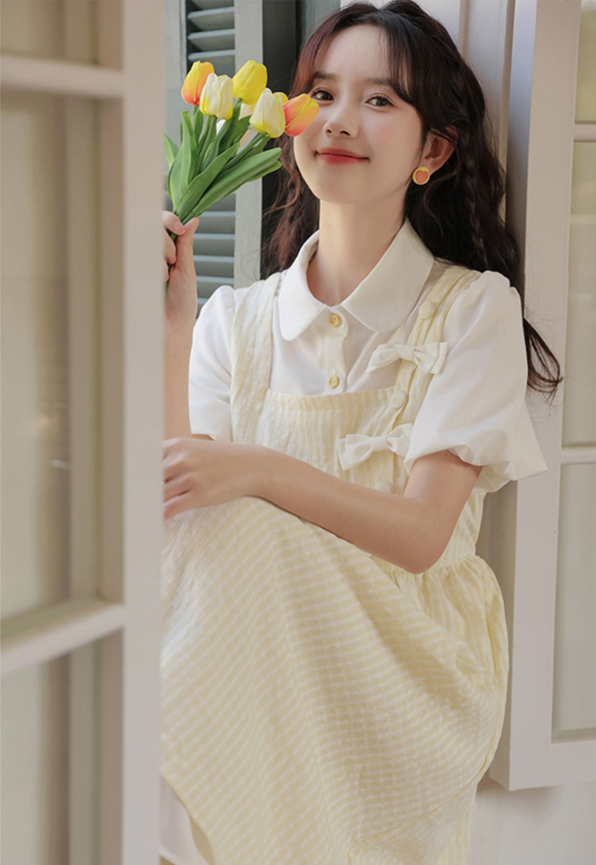 Gingham Bows Twofer Dress Maxct