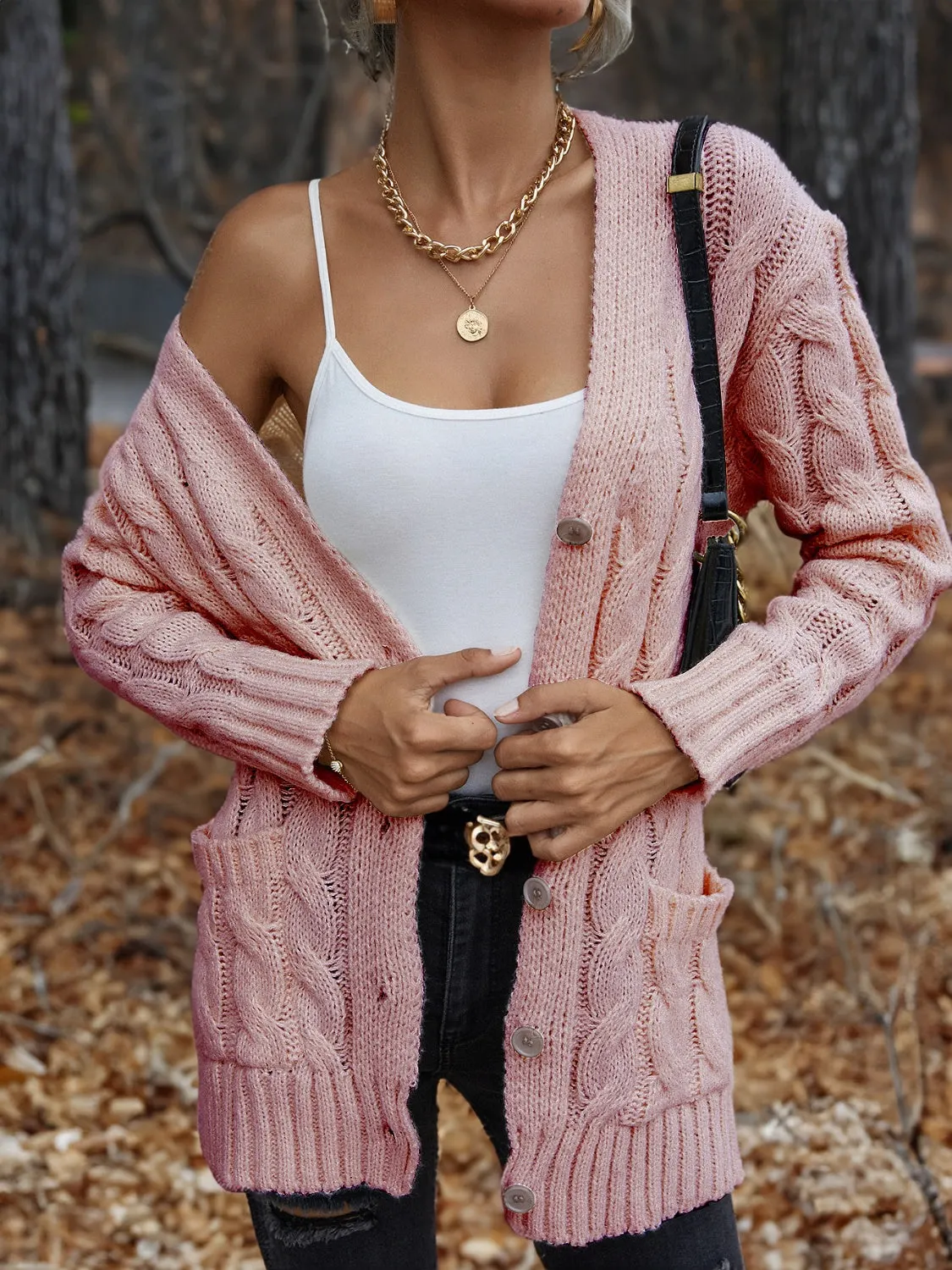 Maxct &Cable-Knit Button Down Cardigan
