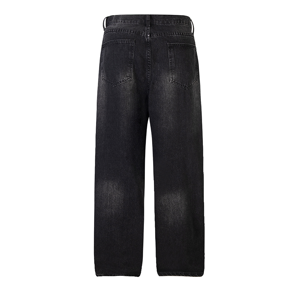 Jeans Pants for Men Straight Patchwork Streetwear Baggy Denim Trousers Unisex Cargos