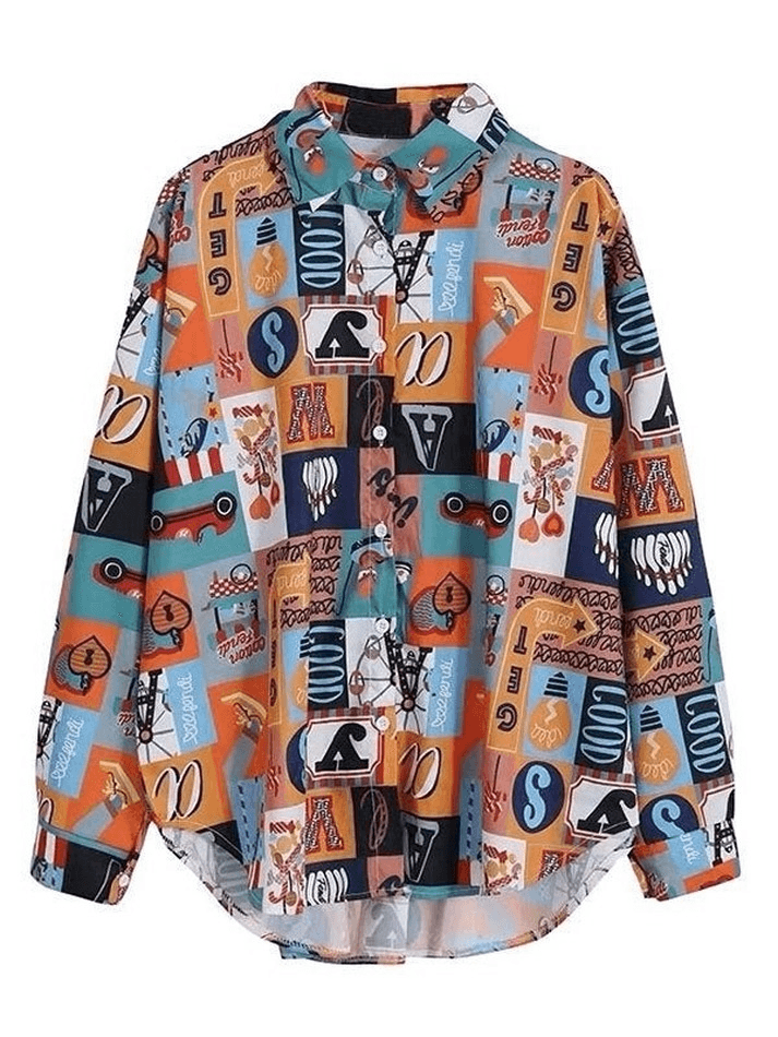 Maxct Vintage Mixed Print Long Sleeve Blouse