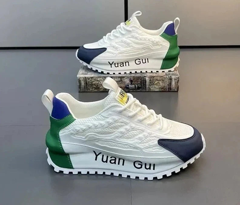 Men's Yuan Gui Platform Trainers Fusion of Leather & Mesh Shoes Maxct