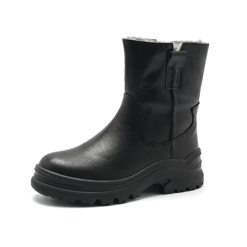 Womens Shearling Lined Snow Boots for Cold Winter Retro Short Boots Maxct