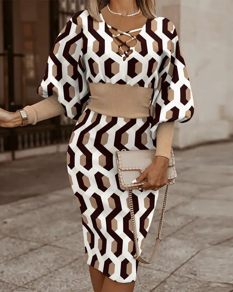 Maxct Independent Station Fashionable Fashion Printed Long-Sleeved Dress Women's Spot
