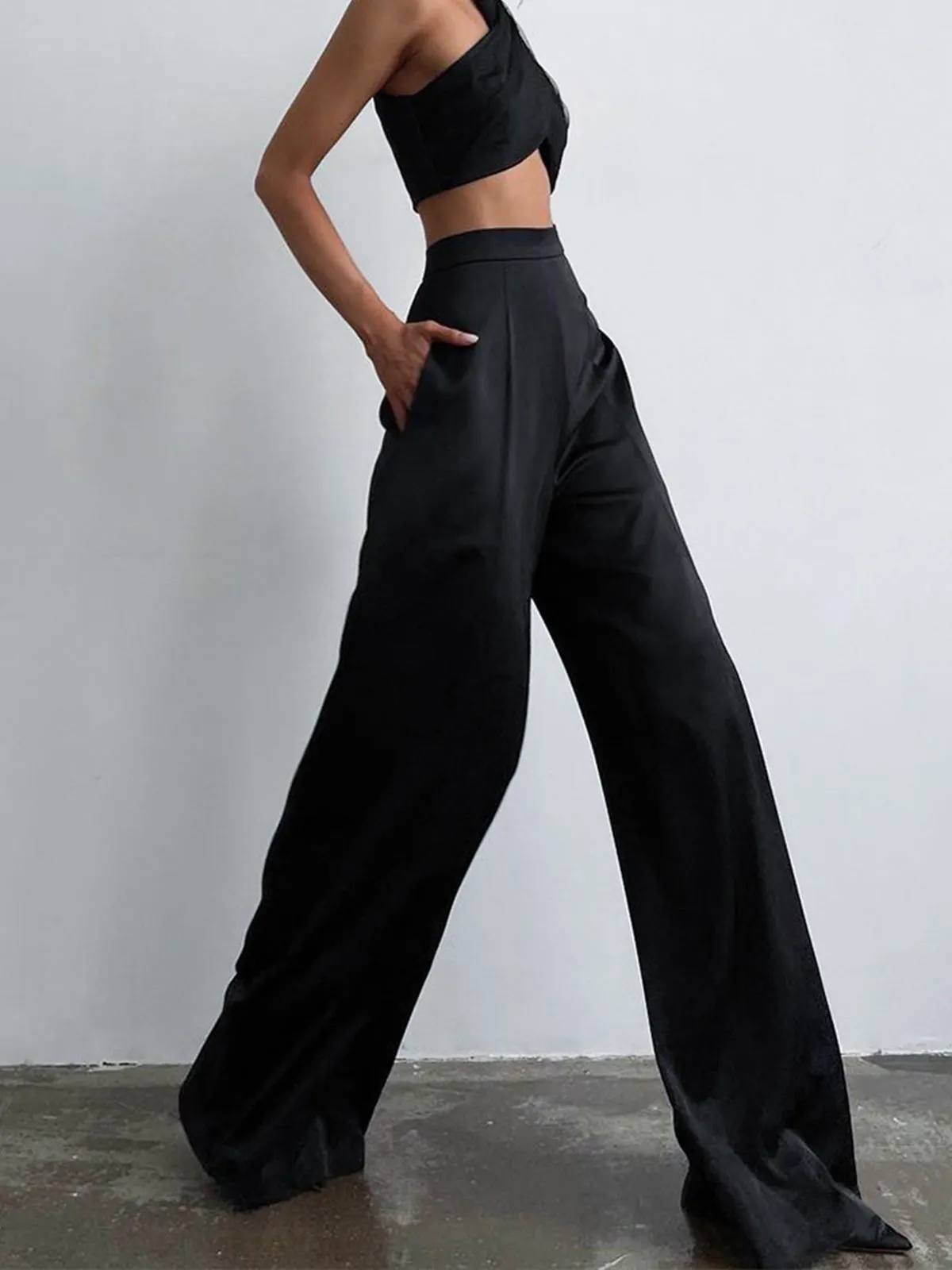 Maxct Oversized Satin Wide Leg Dress Pants