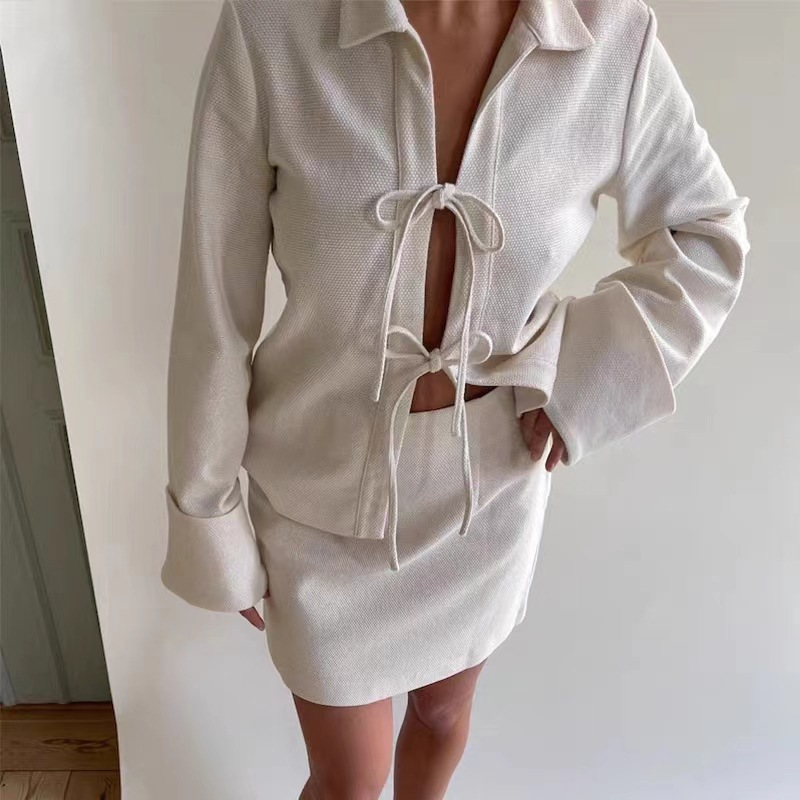 Maxct classy outfits men Spring Lace-up Cardigan Single-Wear Women's Sexy Small Coat