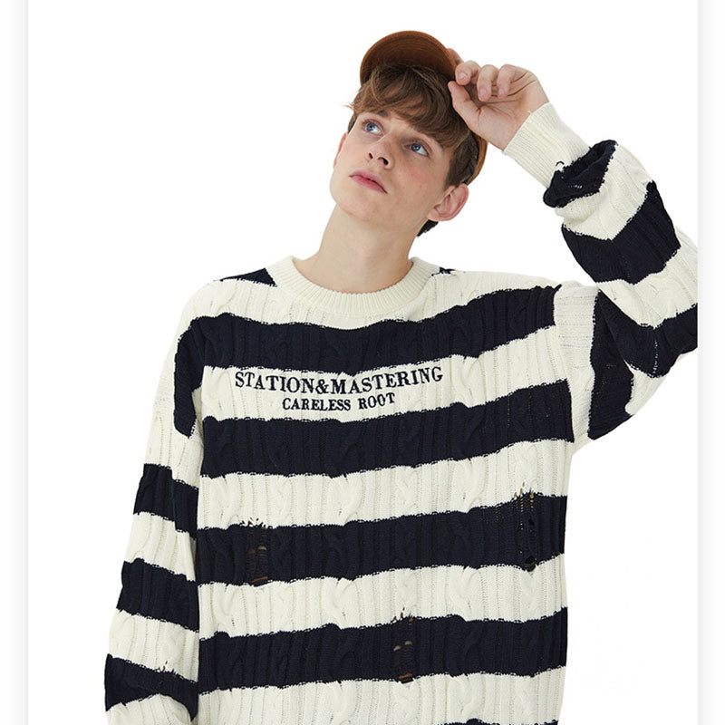 Maxct Chunky Striped Sweater Knit Top