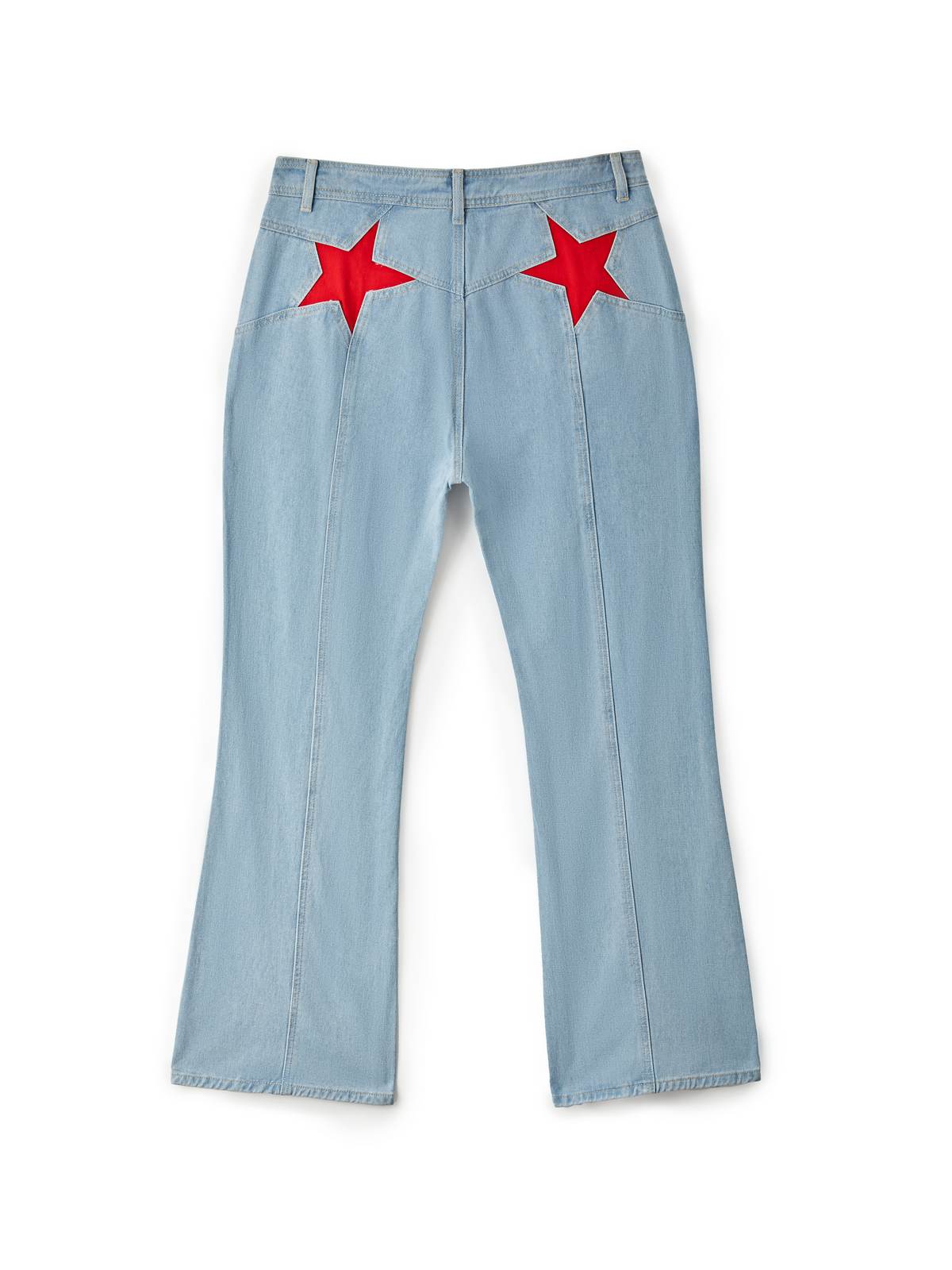 Back Star Patchwork Flare Jeans Maxct