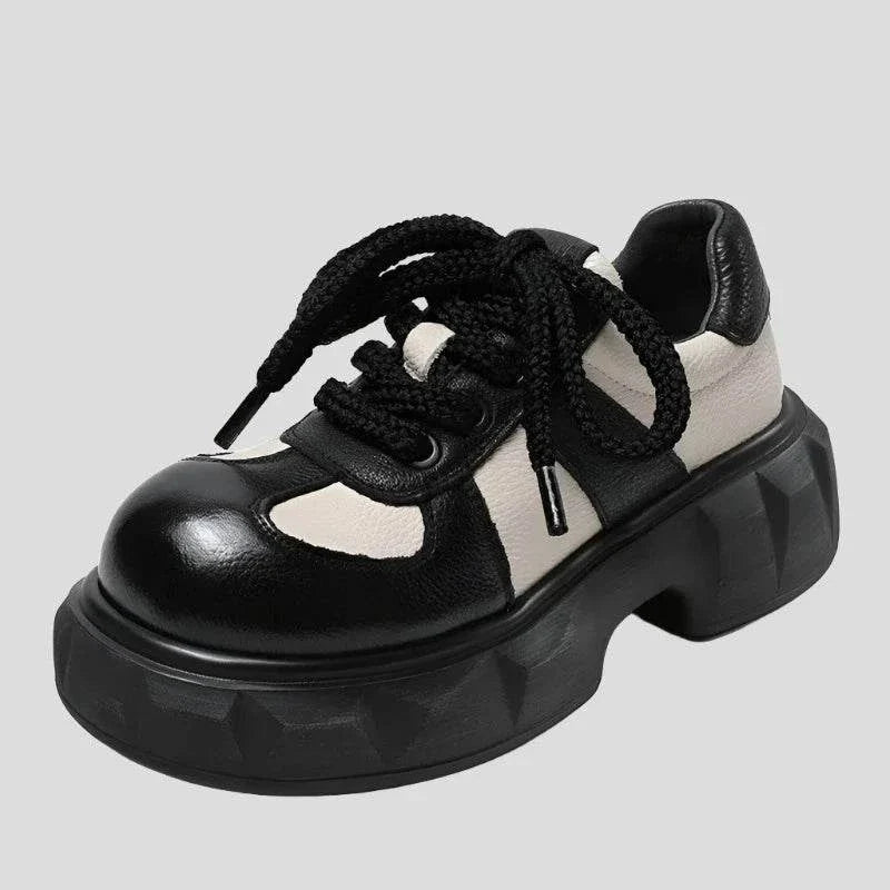 Retro Women's Sneakers - Mixed Colors Leather Wedges Maxct