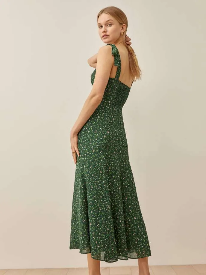 Maxct The Floral Tie Straps Midi Dress