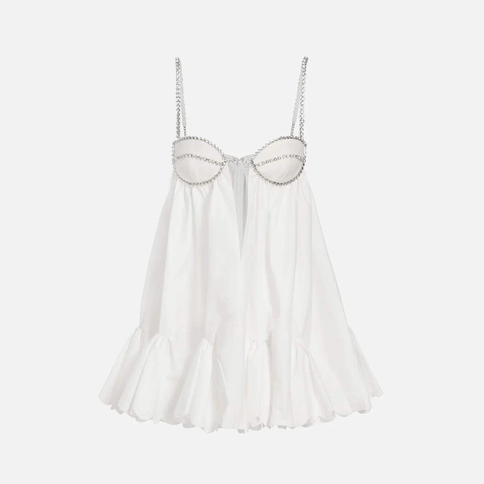She Shines Poplin Scalloped-Hem Mini Dress Maxct
