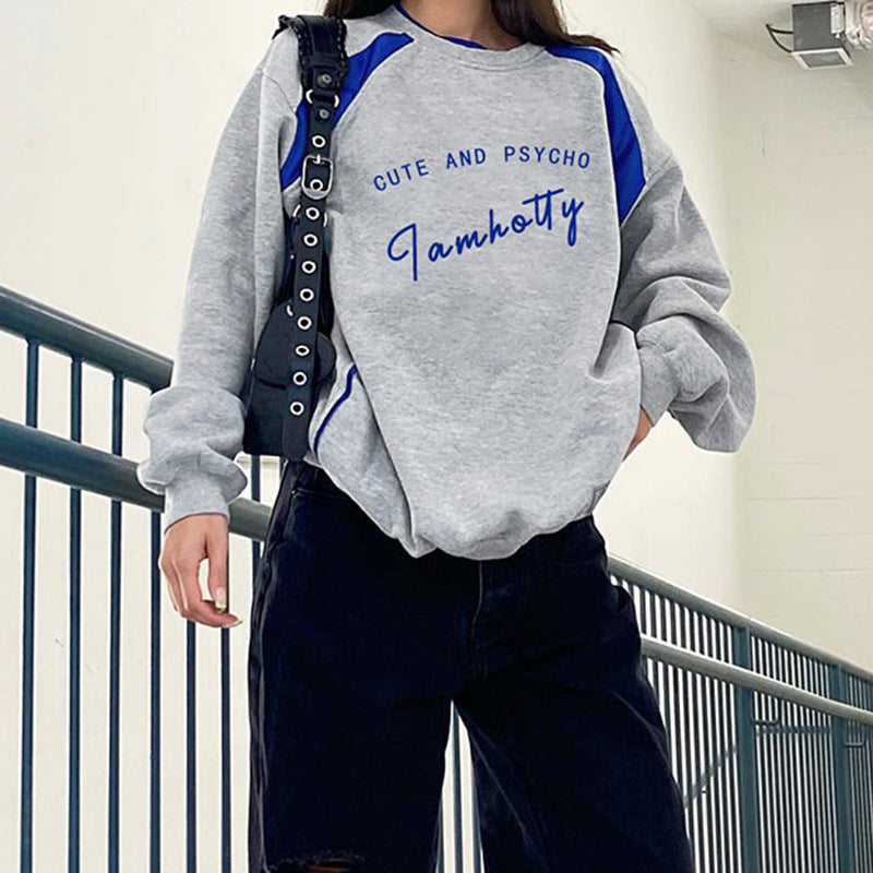 Maxct Contrast Letter Graphic Pullover Sweatshirt