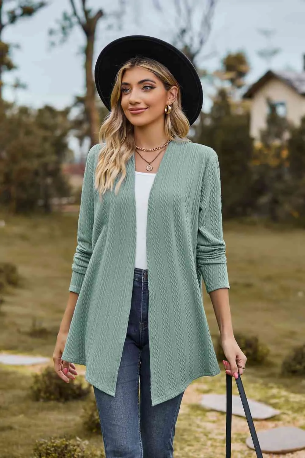 Maxct &Open Front Long Sleeve Cardigan