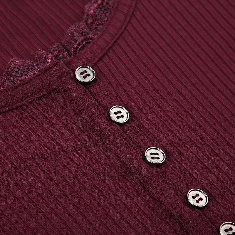 Maxct &Corduroy Lace Trim Top
