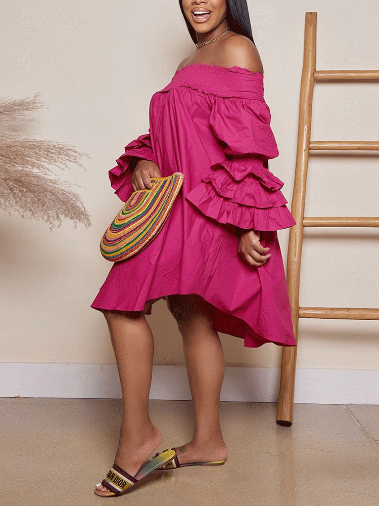 Puff Sleeve Off Shoulder Mini Dress Maxct