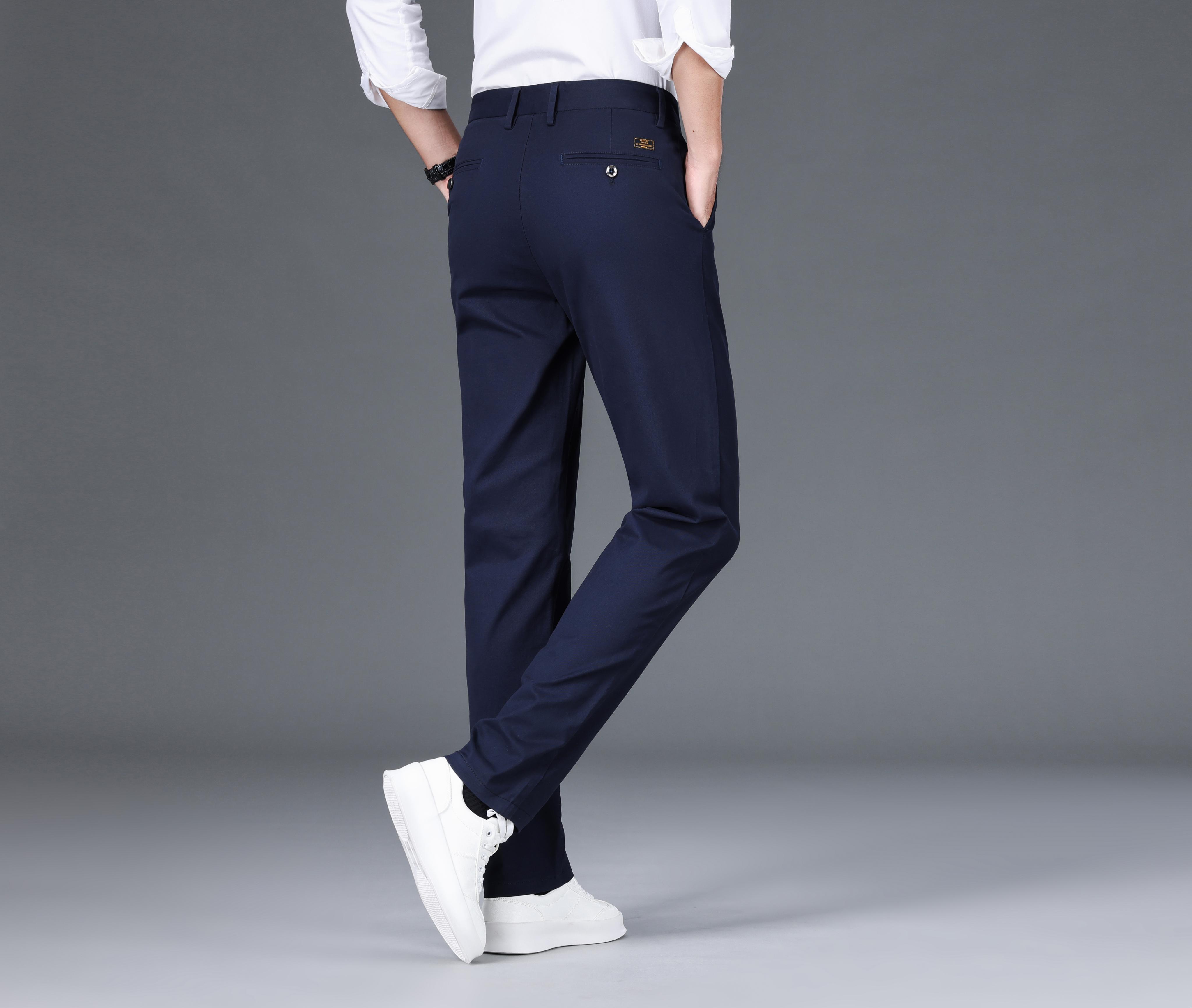 Men's Casual Pants For Fall Winter Business, Classic Design Stretch Dress Pants