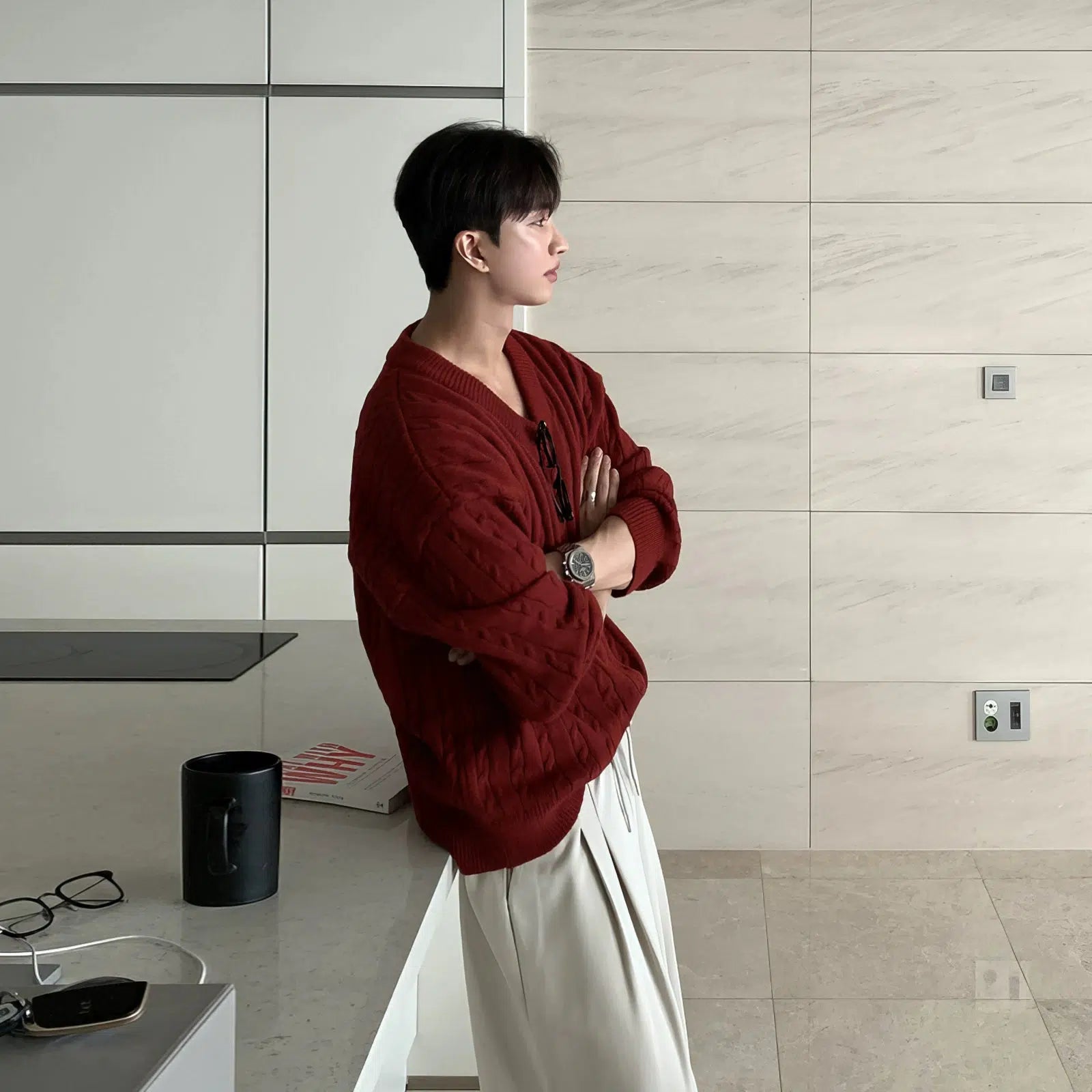 Maxct Twist Oversized V-neck Sweater