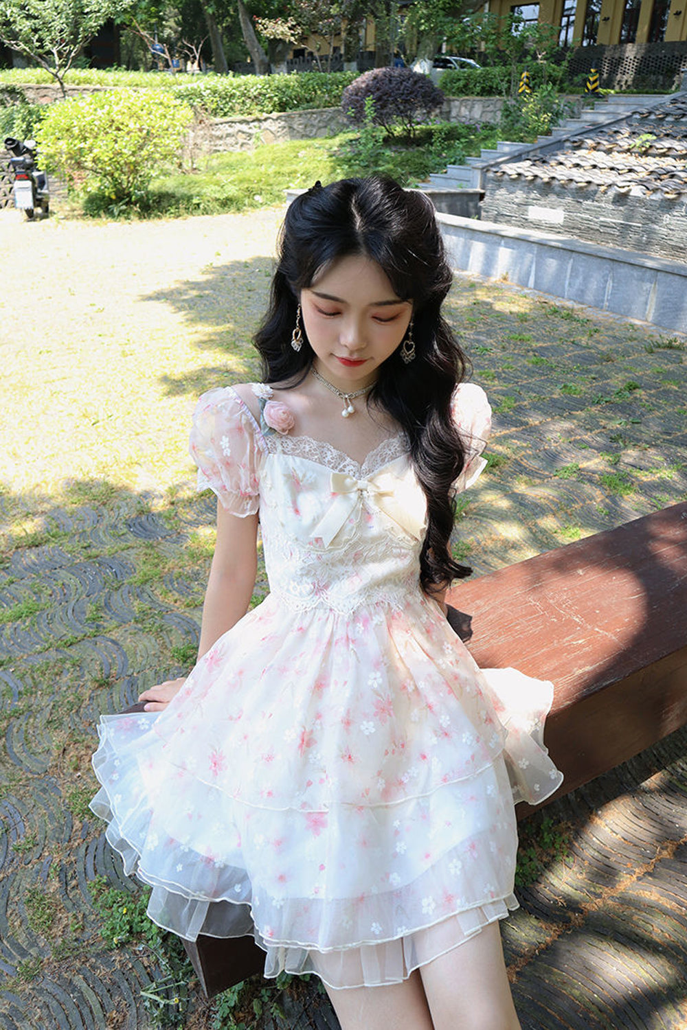 Short Sleeve Vintage Floral Mini Dress Maxct
