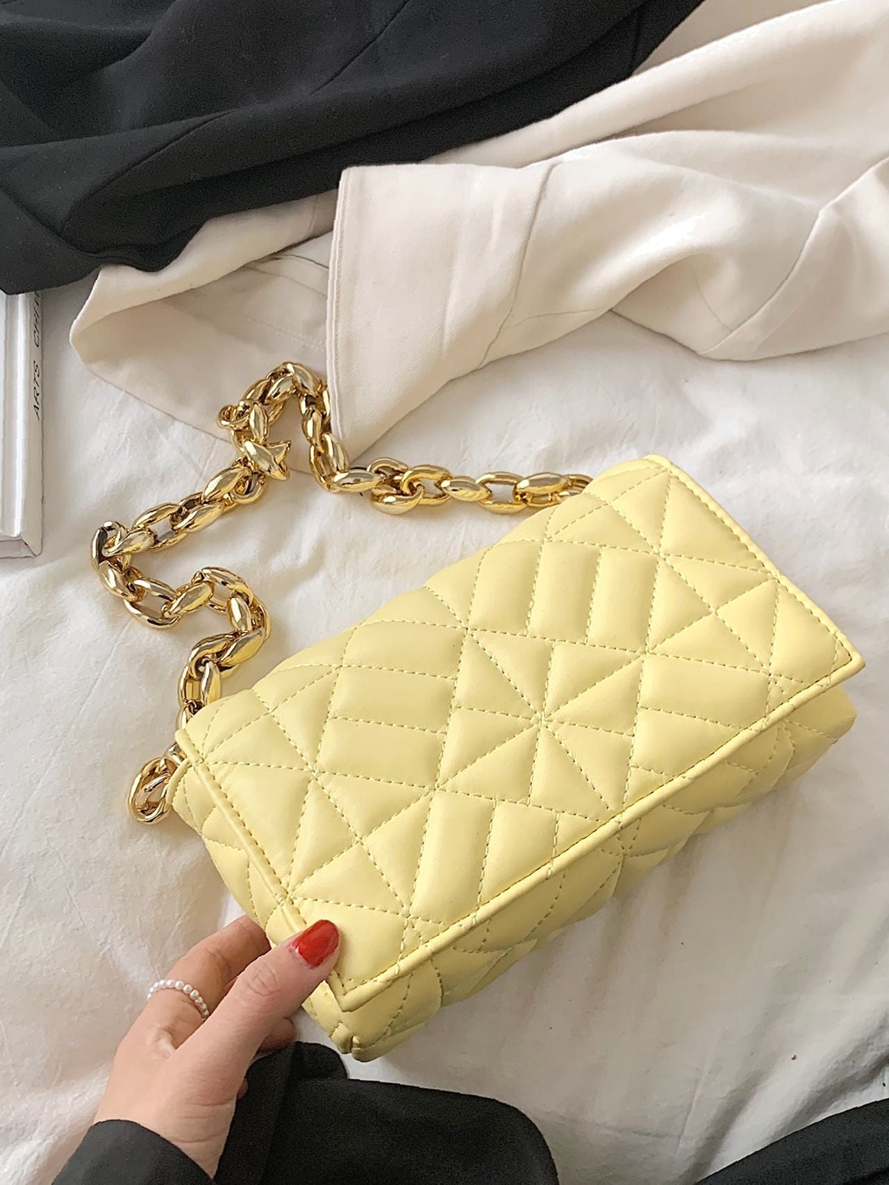 Bag For Love - Minimalist Quilted Flap Square Bag - Women Maxct Bags