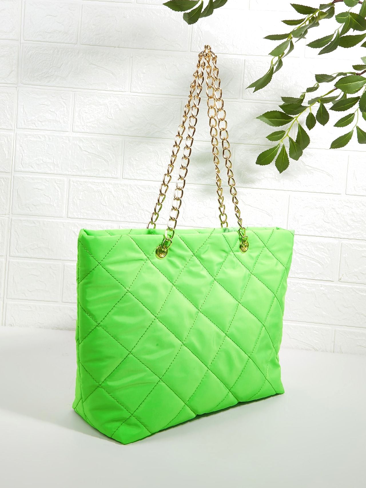 Maxct - Quilted Embossed Chain Shoulder Tote Bag  - Women Tote Bags