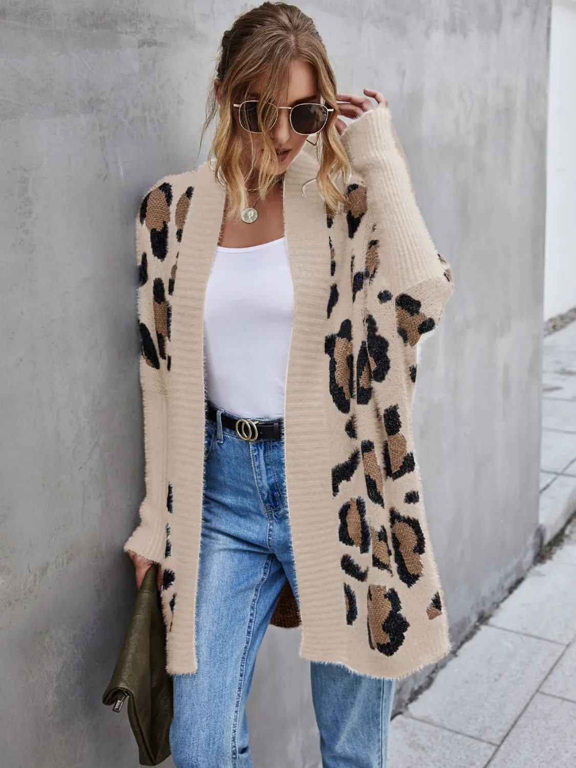 Maxct &Leopard Pattern Fuzzy Cardigan