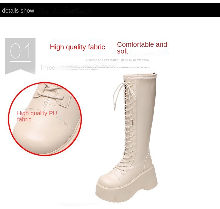 Soft Lace-up Ladies Platform Heel Boots - true deals club